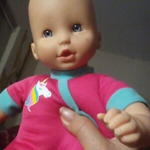 Pink and Blue Baby Doll with Unicorn Design